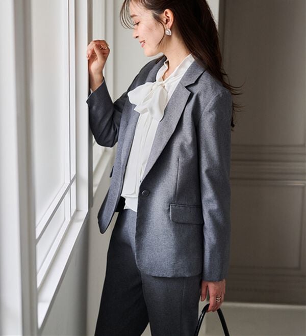 RANAN（ラナン）の「【選べる衿】洗える！春夏ロングシーズン着用可能ベーシック２点ライトスーツ（パンツスーツ）」｜詳細画像