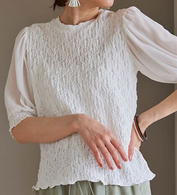 RANAN（ラナン）の「ボリューム袖ぽこぽこＴシャツ（カットソー）」｜詳細画像