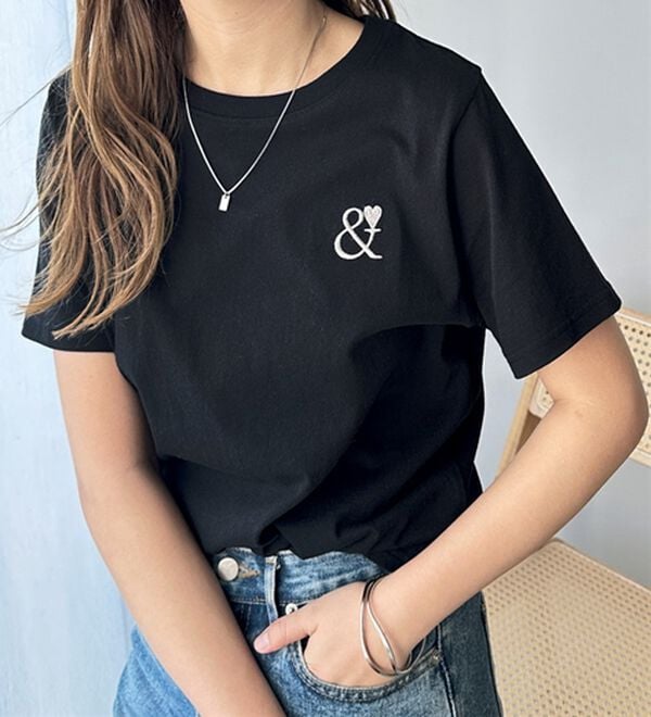 GeeRA（ジーラ）の「アンドハート刺しゅうＴシャツ（Tシャツ）」｜詳細画像