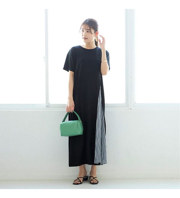 GeeRA（ジーラ）の「ボタン付スリットプリーツ切替ワンピース（カットソーワンピース）」｜詳細画像