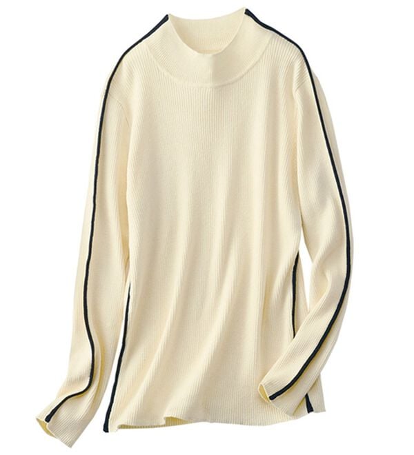BELLUNA（ベルーナ）の「オーガニックコットン１００％吸湿発熱リブハイネックプルオーバー（ニット・セーター）」｜詳細画像