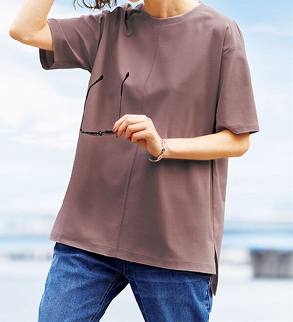 BELLUNA（ベルーナ）の「【UNDOVE】＜日本製＞定番！ＮＯシワＴシャツ（Tシャツ）」｜ローズグレー