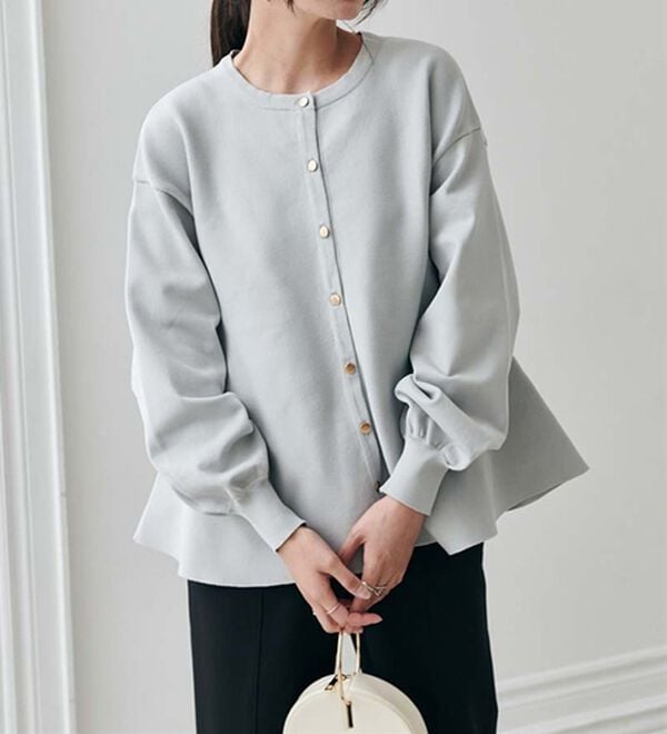 RANAN（ラナン）の「ペプラムチュニックカーデ（ニットカーディガン）」｜ライトグレー