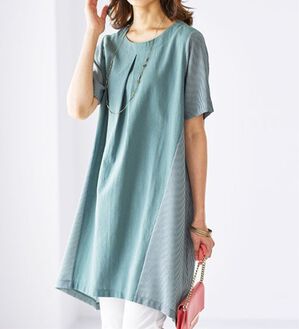 BELLUNA（ベルーナ）の「ストライプ切替ワンピース（チュニック）」｜詳細画像