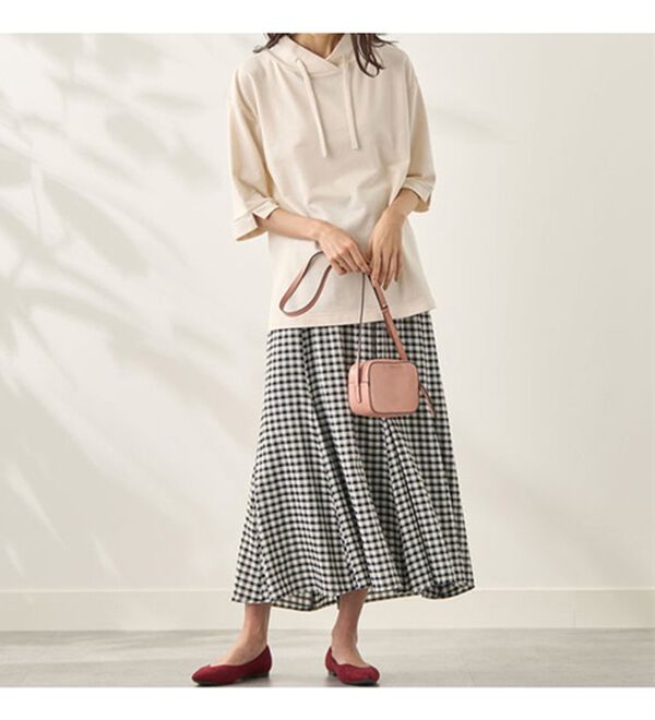 BELLUNA（ベルーナ）の「シアーチェック素材フレアースカート（ロングスカート）」｜詳細画像
