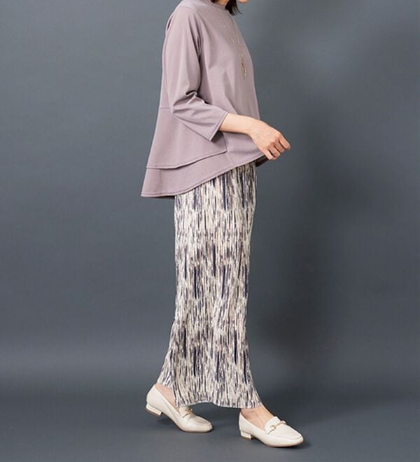 BELLUNA（ベルーナ）の「なめらか素材ゆったりプリーツパンツ（ワイドパンツ・ガウチョ）」｜詳細画像