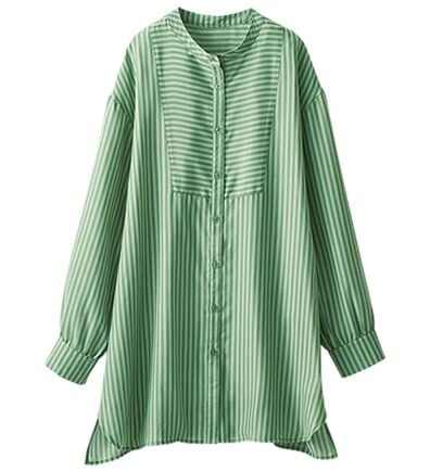 BELLUNA（ベルーナ）の「お手入れ簡単！ストライプ切替シャツチュニック（チュニック）」