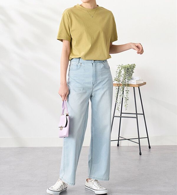 BELLUNA（ベルーナ）の「ヒンヤリ冷感！ライトオンスジーンズ（ワイド）（ワイドパンツ・ガウチョ）」｜詳細画像