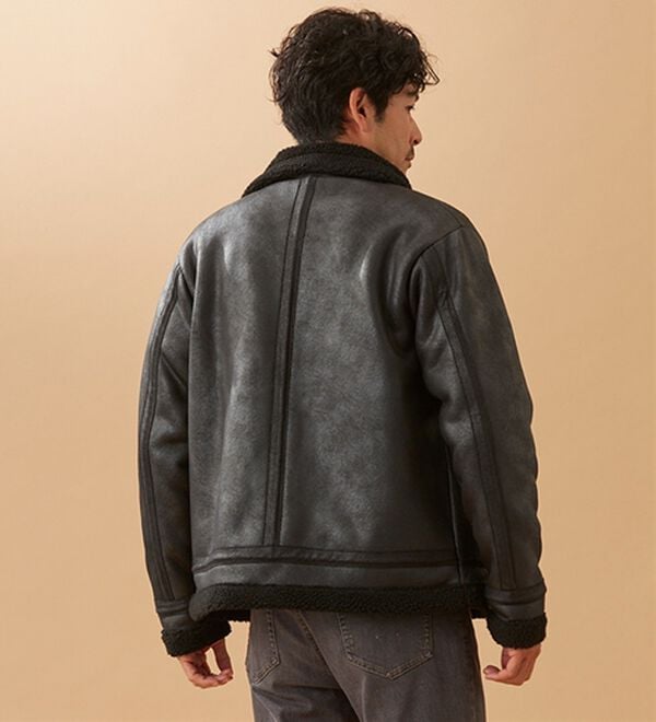 「裏ボアレザー調ジャケット（メンズジャケット）」｜詳細画像