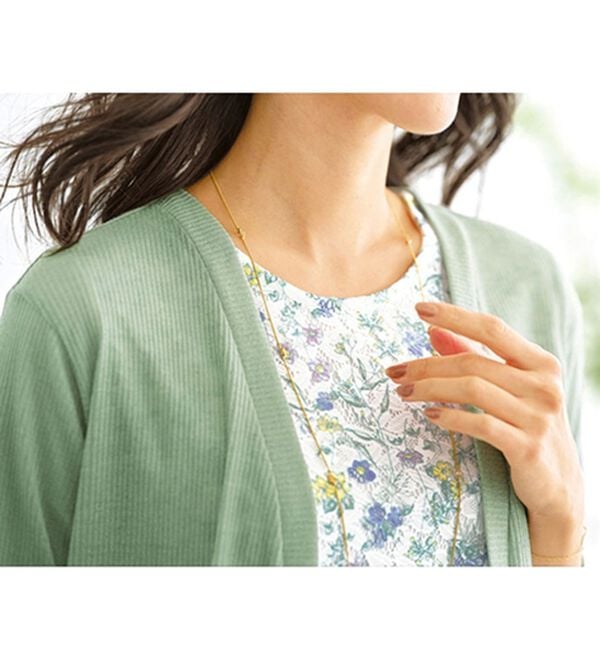 BELLUNA（ベルーナ）の「上品レース花柄プリントカーディガンアンサンブル（アンサンブル）」｜詳細画像