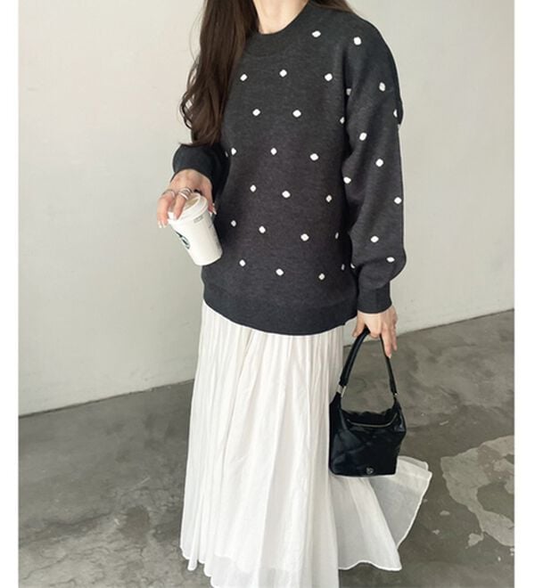 GeeRA（ジーラ）の「ドット柄ニットプルオーバー（ニット・セーター）」｜詳細画像