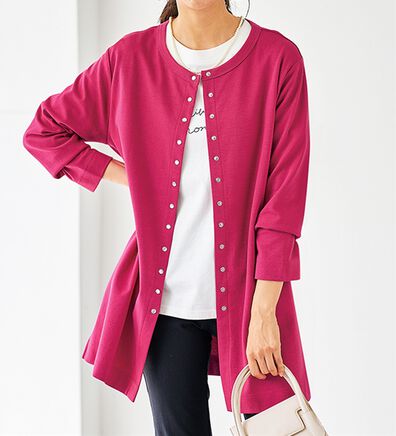 BELLUNA（ベルーナ）の「ポンチ素材ロング丈カーディガン（ニットカーディガン）」