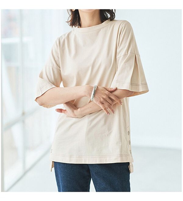 BELLUNA（ベルーナ）の「ひんやりキシリトール加工綿１００％プルオーバー（カットソー）」｜詳細画像