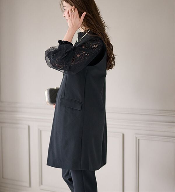 RANAN（ラナン）の「【２点セット】防シワ！ロングジレセットアップ（パンツスーツ）」｜詳細画像