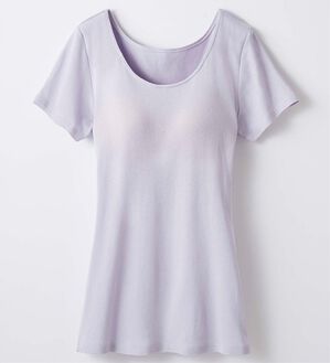 LAVIENNE（ラヴィエンヌ）の「綿１００％サラッと汗取りインナー　カップ付きインナー　半袖＜ラヴィクールナチュラル＞（ブラトップ・カップ付きインナー）」｜ラベンダー