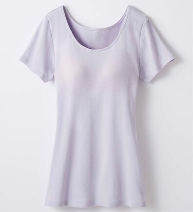 LAVIENNE（ラヴィエンヌ）の「綿１００％サラッと汗取りインナー　カップ付きインナー　半袖＜ラヴィクールナチュラル＞（ブラトップ・カップ付きインナー）」