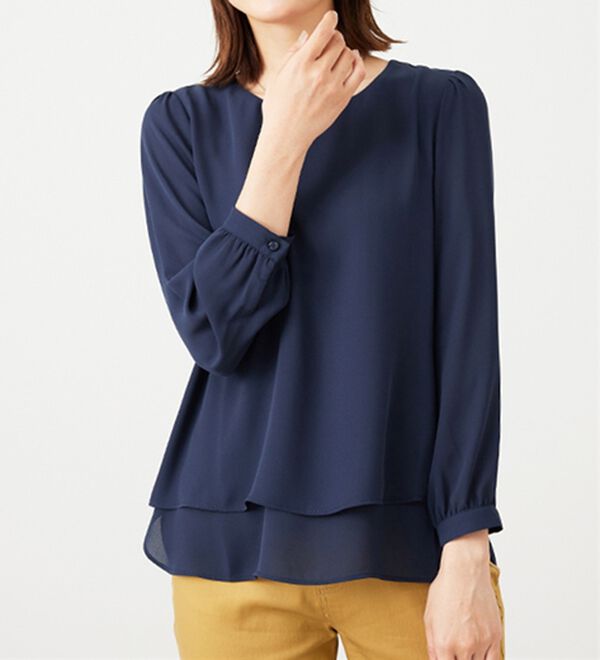 BELLUNA（ベルーナ）の「ジョーゼット素材裾ティアードブラウス（ブラウス）」｜詳細画像
