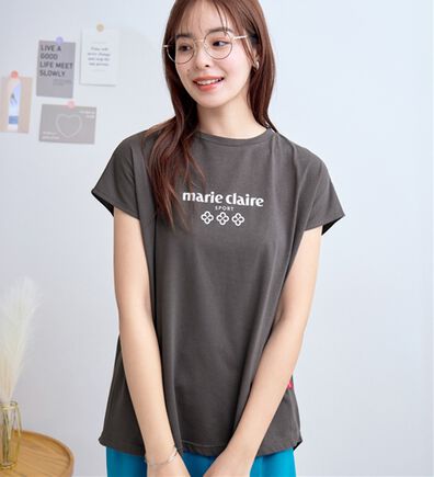 alotta（アロッタ）の「【マリクレール・スポーツ】モックネックギャザーＴシャツ（Tシャツ）」
