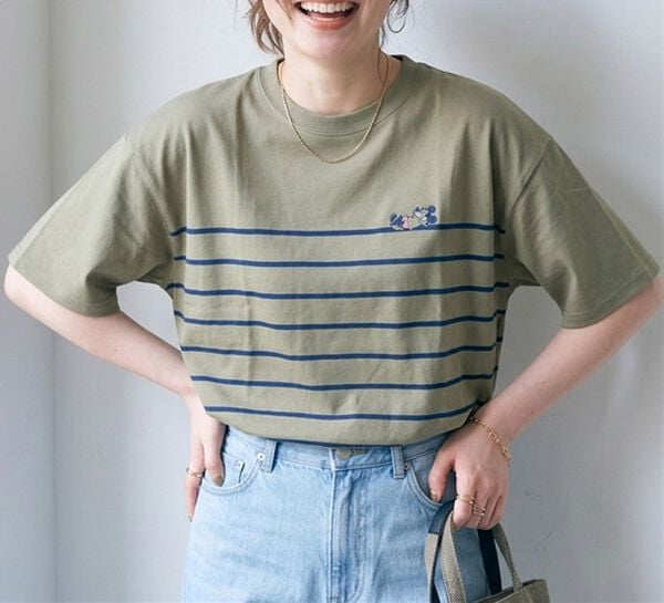 BELLUNA（ベルーナ）の「＜Ｄｉｓｎｅｙ＞【ミッキー】ボーダープリントボックスシルエットTシャツ（カットソー）」｜詳細画像