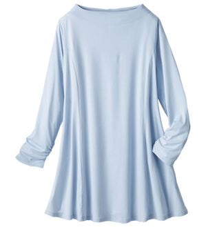 LAVIENNE（ラヴィエンヌ）の「袖シャーリングのエレガントチュニック（チュニック）」｜ペールブルー