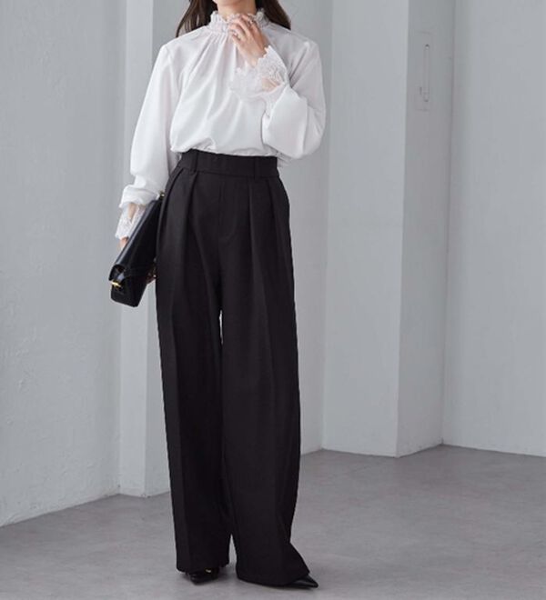 RANAN（ラナン）の「レースフリルプチハイネックブラウス（ブラウス）」｜詳細画像