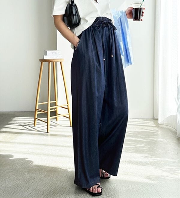 接触冷感】穿いて感動！キレイ見えする楽ちんワイドデニムパンツ