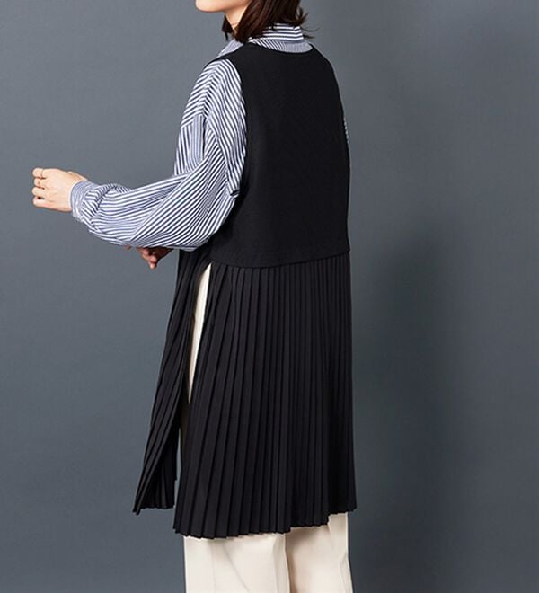 BELLUNA（ベルーナ）の「【Ｌａｇｒｉｌｕａ】異素材切替プリーツロングベスト（ジレ）」｜詳細画像