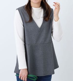 BELLUNA（ベルーナ）の「ペプラム切替ベストアンサンブル（アンサンブル）」｜杢チャコール系