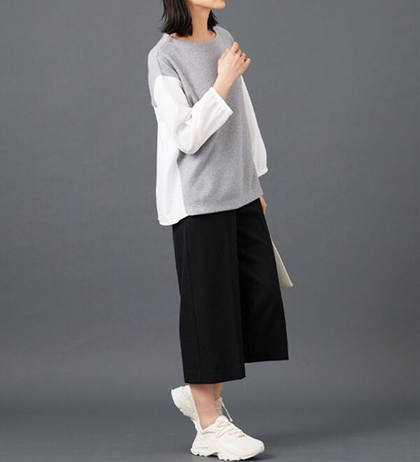 BELLUNA（ベルーナ）の「ラメ入り起毛素材シャツ切替プルオーバー（カットソー）」｜詳細画像