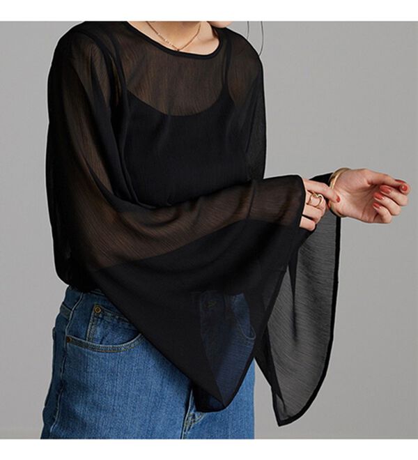 RANAN（ラナン）の「フレア袖スリットシアーブラウス（ブラウス）」｜詳細画像