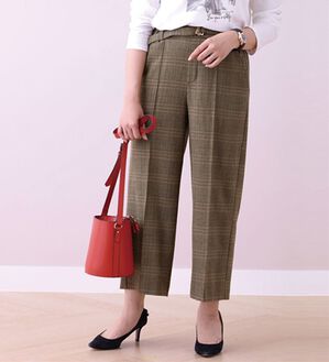 BELLUNA（ベルーナ）の「ストレッチ素材ワイドパンツ（ワイドパンツ・ガウチョ）」｜ブラウン系チェック