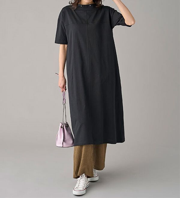 BELLUNA（ベルーナ）の「ひんやリッチコットン大人のワンピース（カットソーワンピース）」｜詳細画像