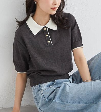 RANAN（ラナン）の「【６つの機能付】ひんやりダブルカラーポロニット（ニット・セーター）」
