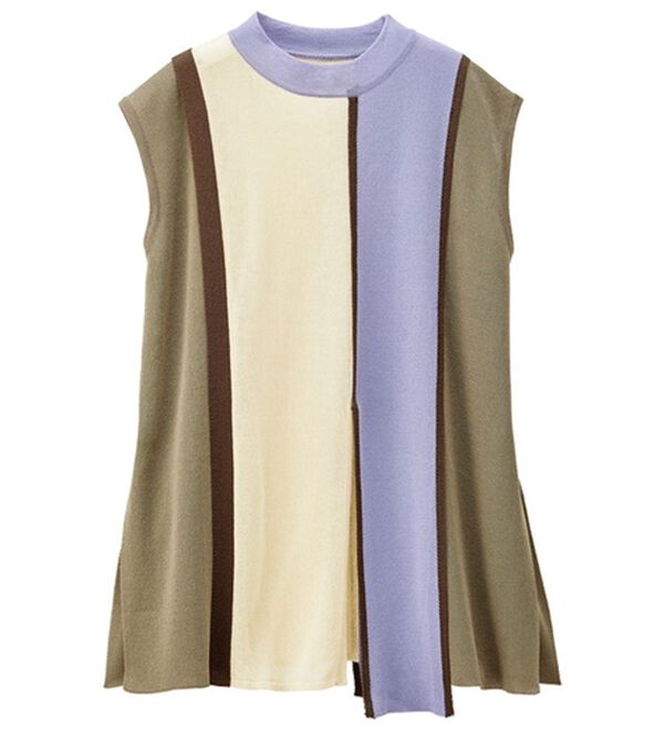 RANAN（ラナン）の「配色ブロッキングノースリーブニット（ニット・セーター）」｜詳細画像