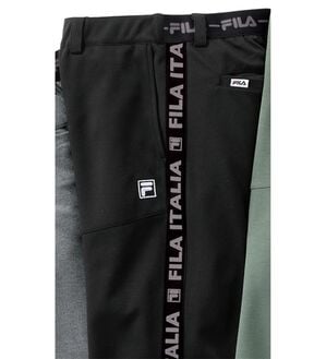 「＜フィラ＞のびのびニットテーパードパンツ（メンズフルレングスパンツ）」｜ブラック