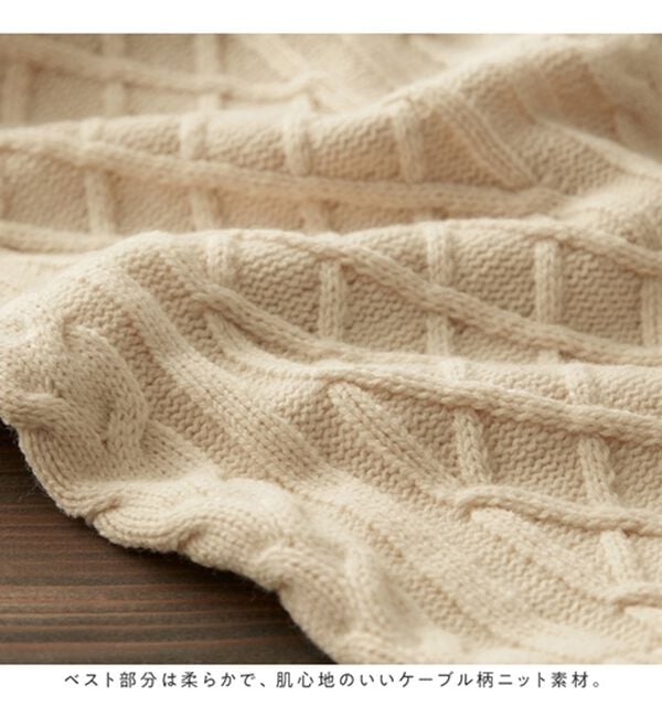 Viola e Viola（ヴィオラ エ ヴィオラ）の「１枚で重ね着が楽しめる！レイヤード風ケーブル編みニットトップス（ニット・セーター）」｜詳細画像