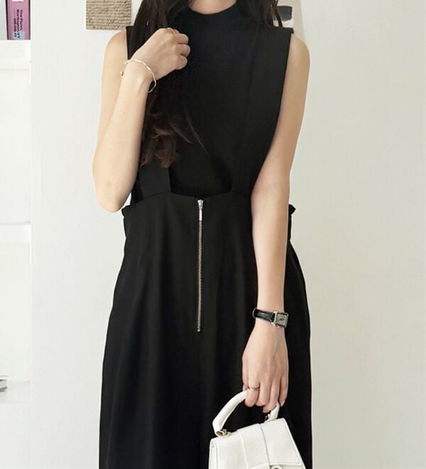 GeeRA（ジーラ）の「フロントジップハイウエストサロペット（オールインワン）」｜詳細画像