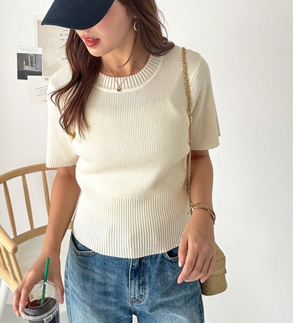 GeeRA（ジーラ）の「編地切替ニットトップス（ニット・セーター）」｜詳細画像