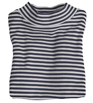 BELLUNA（ベルーナ）の「【選べる衿】肌に優しい綿１００％暖か発熱素材プルオーバー＜ベルホット　コットン＞（カットソー）」｜ボーダー(白／紺)