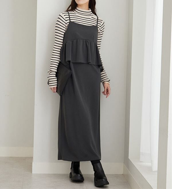 GeeRA（ジーラ）の「楽ちん！ペプラムキャミワンピース（カットソーワンピース）」｜詳細画像