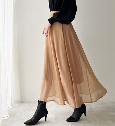 GeeRA（ジーラ）の「シアーデザインフレアーロングスカート（ロングスカート）」