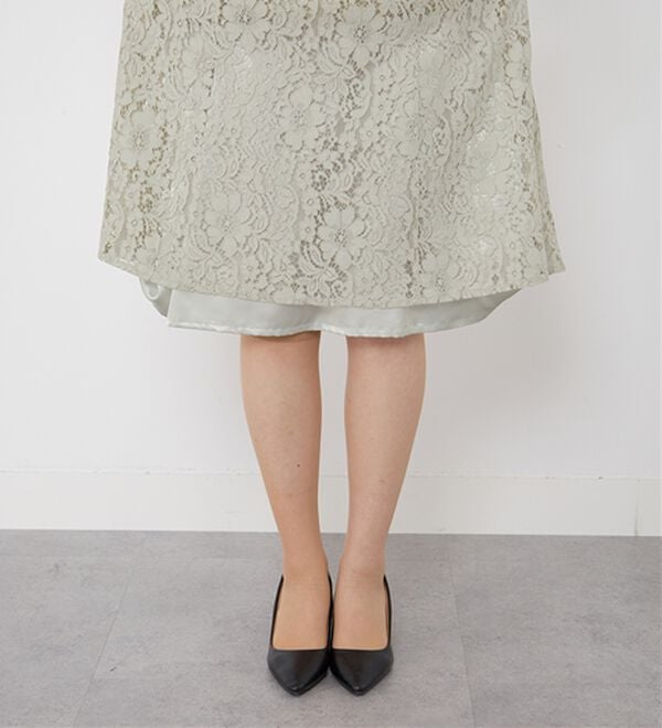 BELLUNA（ベルーナ）の「シャンタン素材ノーカラージャケットレースワンピースアンサンブル（ワンピースセットスーツ）」｜詳細画像