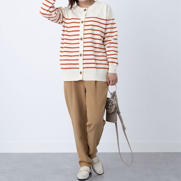 BELLUNA（ベルーナ）の「ボーダークルーネックカーディガン（ニットカーディガン）」｜詳細画像