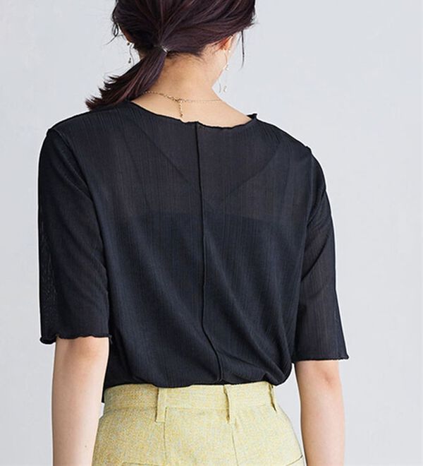 Pierrot（ピエロ）の「５分袖メロートップス（カットソー）」｜詳細画像