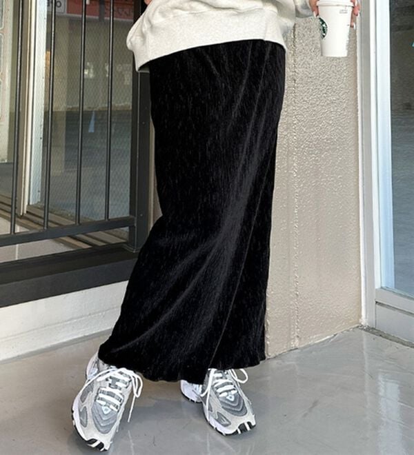 GeeRA（ジーラ）の「すっきり見え！ベロアプリーツロングスカート（ロングスカート）」｜詳細画像