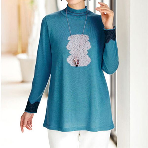 BELLUNA（ベルーナ）の「異素材使いボーダーニットベストアンサンブル（アンサンブル）」｜詳細画像