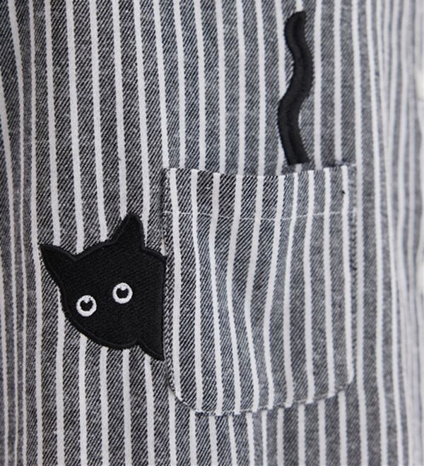 BELLUNA（ベルーナ）の「【あったか】裏フリース素材ネコ刺しゅうシャツチュニック（チュニック）」｜詳細画像