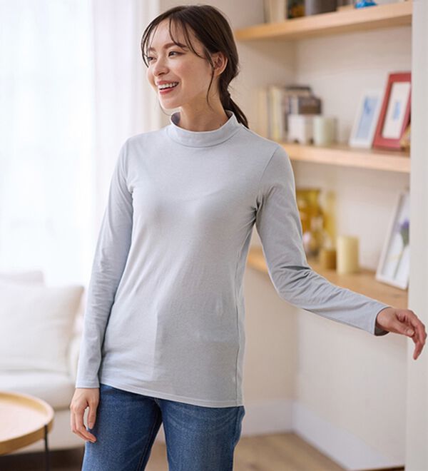 LAVIENNE（ラヴィエンヌ）の「【うす・軽・温】綿１００％吸湿発熱あったかタートルネックインナー（肌着・インナーウェア）」｜詳細画像