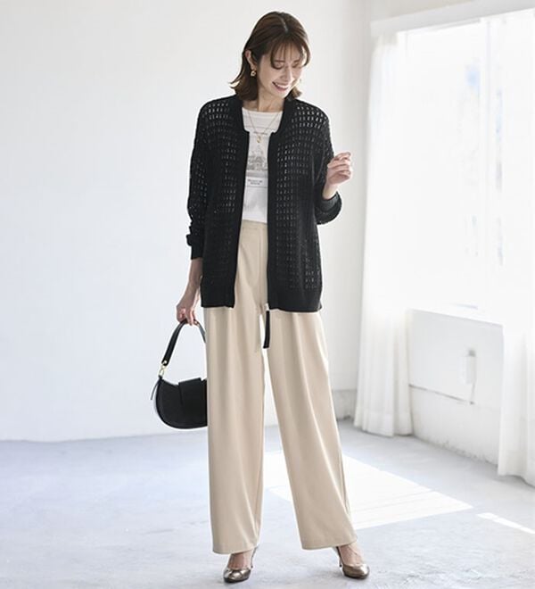 BELLUNA（ベルーナ）の「お腹スッキリ！ダブルインタックワイドパンツ（フルレングスパンツ）」｜詳細画像