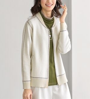 BELLUNA（ベルーナ）の「【Ｌａｇｒｉｌｕａ】ステッチ風ジャカード編ニットジャケット（その他ジャケット）」｜詳細画像